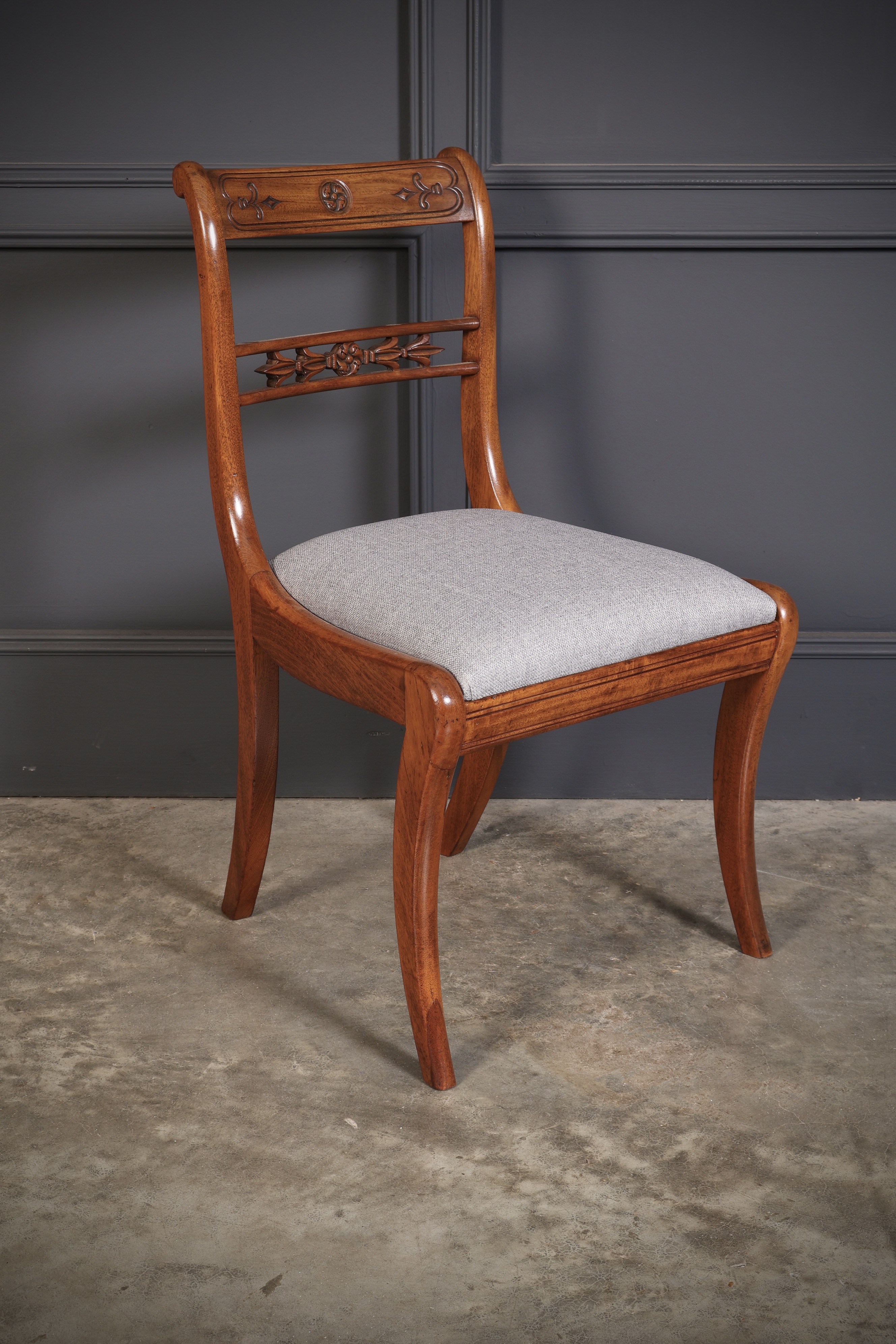 Set of 14 Regency Mahogany Bar Back Dining Chairs - Image 7